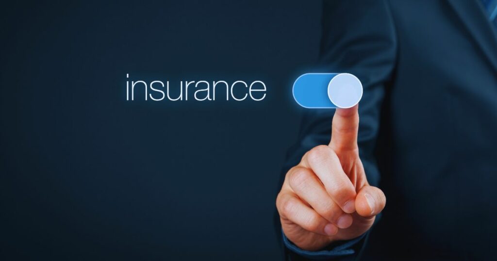 The word insurance is in the middle of the image, with a finger sliding a checkbox next to it